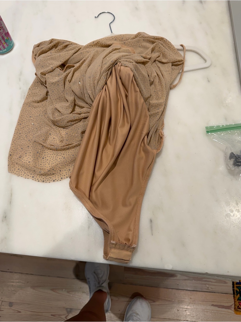 Elegant Nude Beaded Slip Dress - Picture 3 of 5